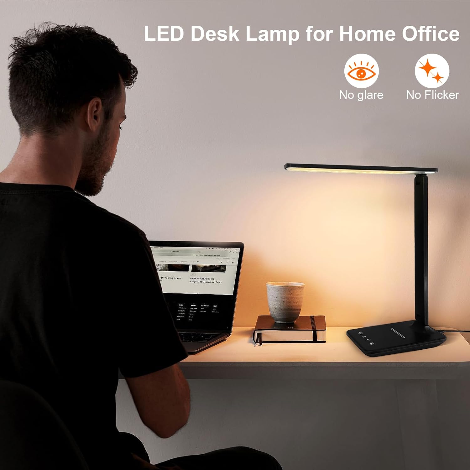 karidi LED Desk Lamp Dimmable Table Lamp with USB Charging Port, 5 Lighting Modes, Sensitive Control, Foldable Portable Desk Light for…
