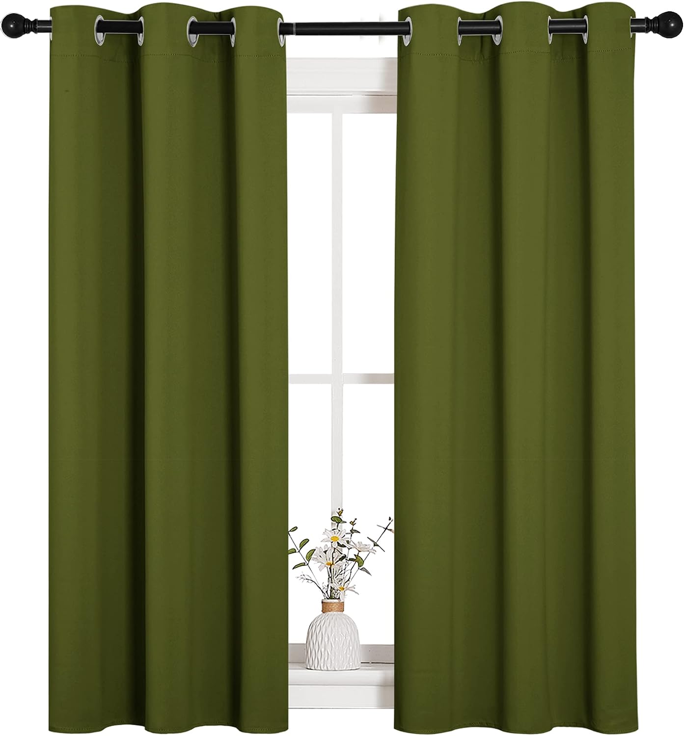 NICETOWN Window Curtain Panels, Christmas Window Decoration Thermal Insulated Solid Grommet Blackout Draperies/Drapes for Bedroom (1…