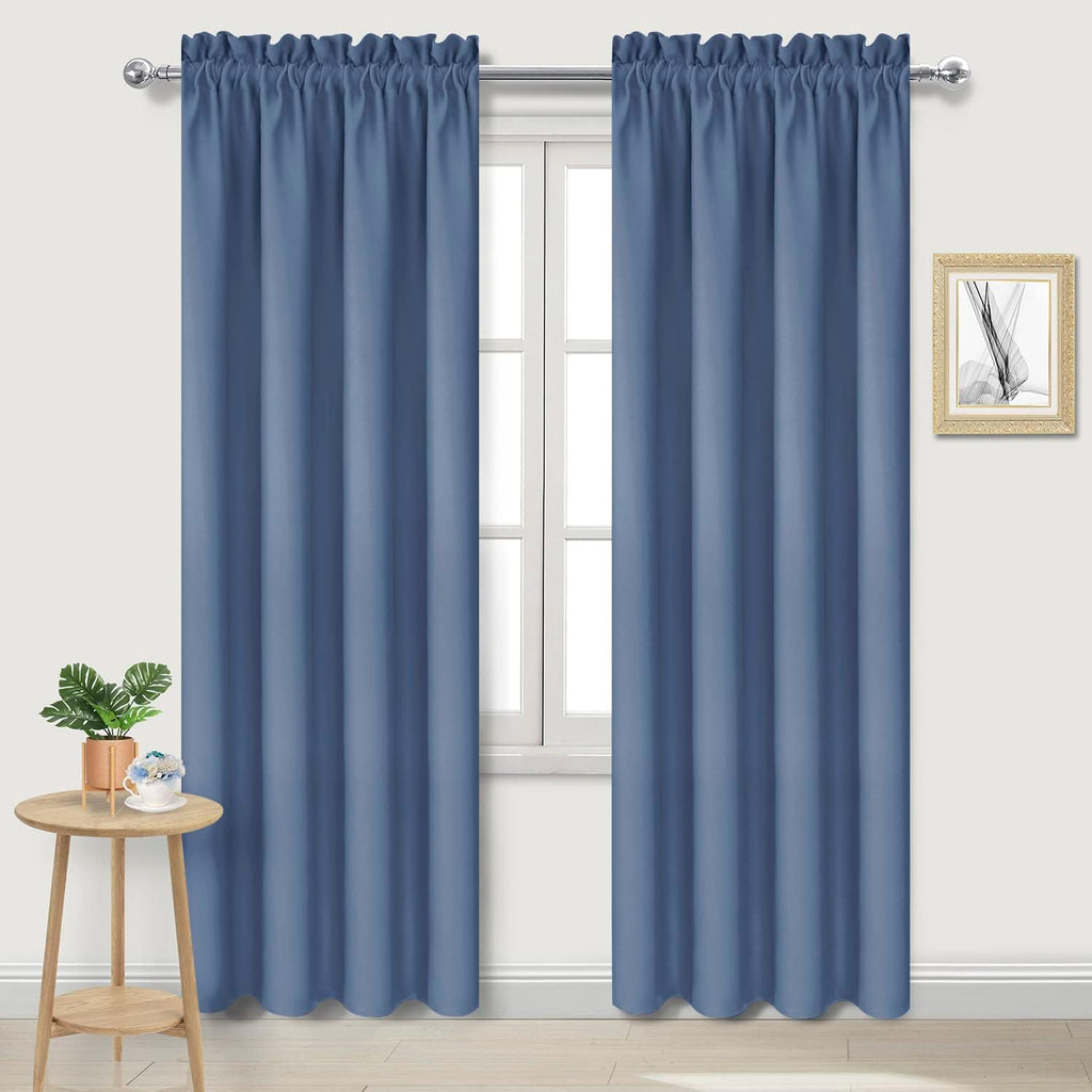 DWCN Blackout Curtains – Thermal Insulated, Energy Saving & Noise Reducing Bedroom and Living Room Curtains, Dusty Blue, W 42x L 84 Inch…