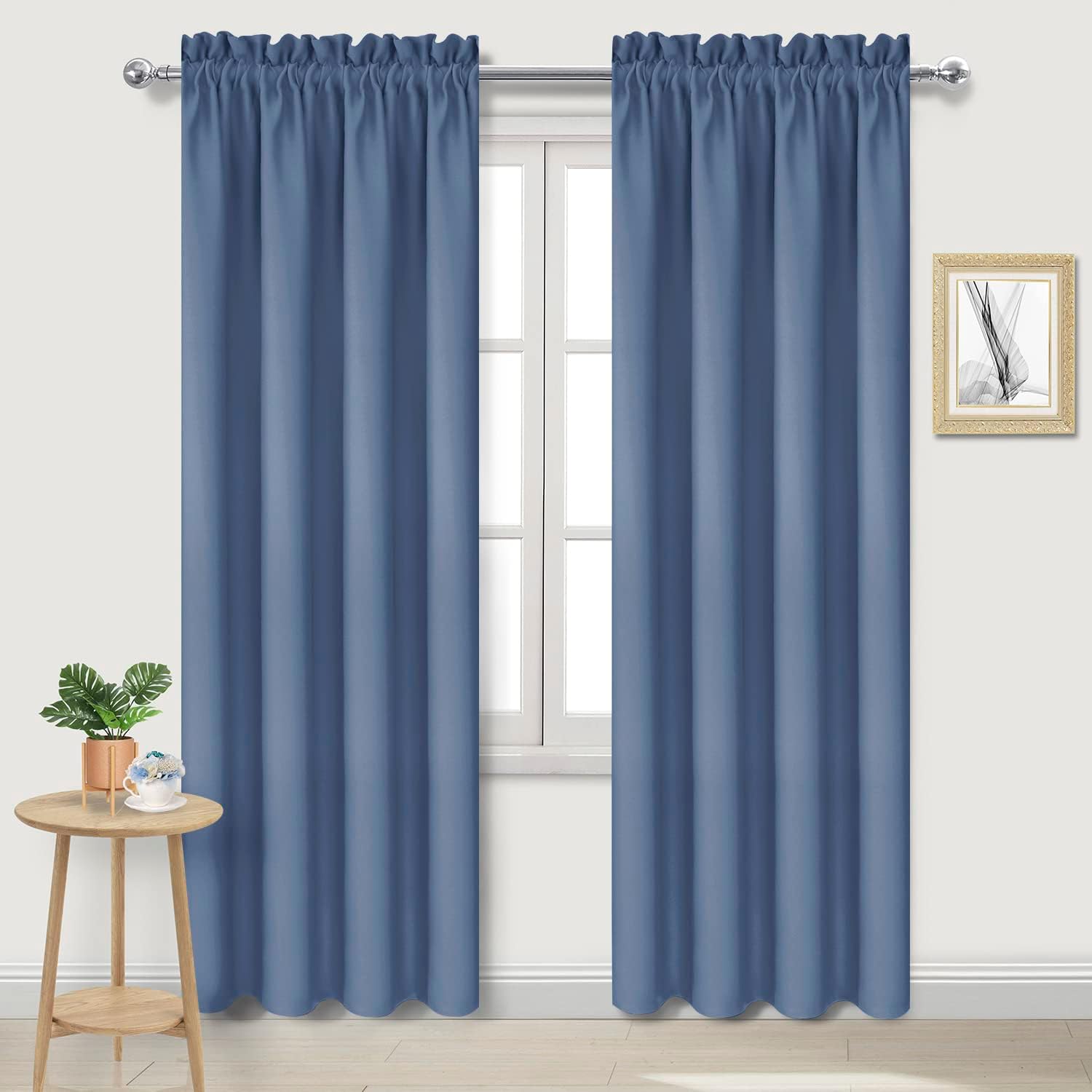 DWCN Blackout Curtains – Thermal Insulated, Energy Saving & Noise Reducing Bedroom and Living Room Curtains, Dusty Blue, W 42x L 84 Inch…