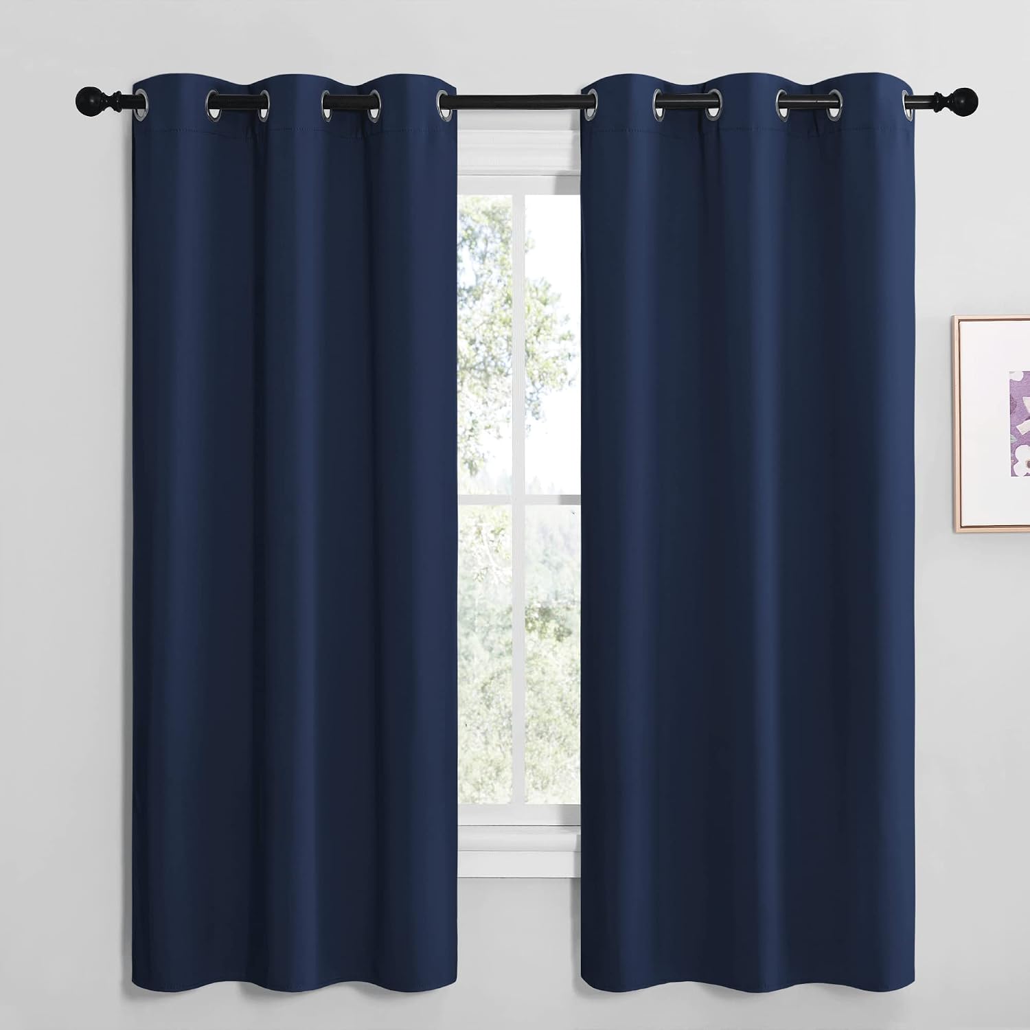 NICETOWN Blackout Draperies Curtains, All Season Thermal Insulated Solid Grommet Top Blackout Curtains/Drapes for Kid's Room (Navy, 1…