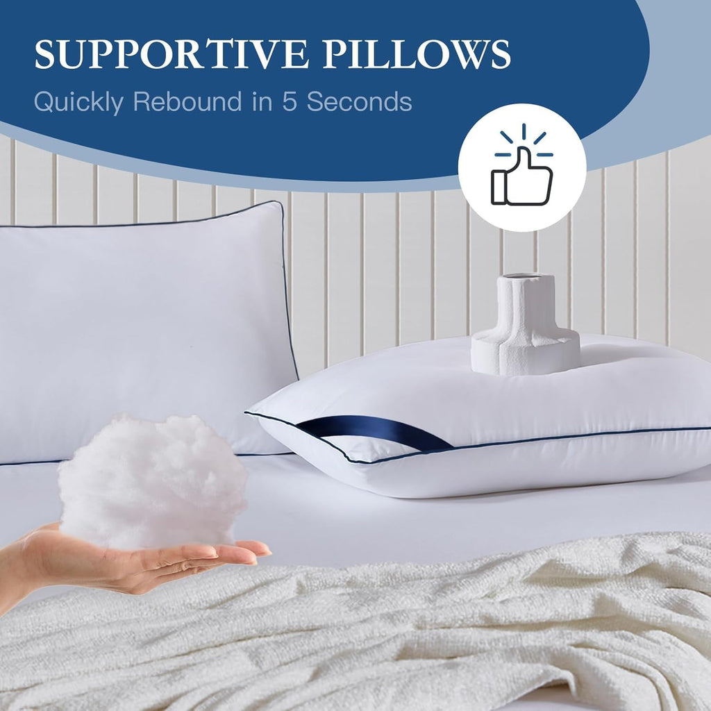 Meoflaw Pillows Standard Size Set of 2, Soft Microfiber Standard Pillows with Hollow Fiber, Hotel Quailty Bed Pillows for Sleeping 2 Pack for…