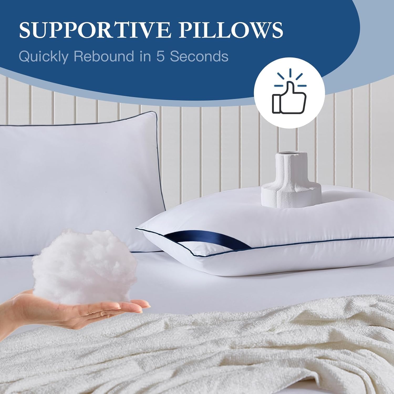 Meoflaw Pillows King Size Set of 2, Soft Microfiber King Pillows with Hollow Fiber, Hotel Quailty Bed Pillows for Sleeping 2 Pack for Back, St…