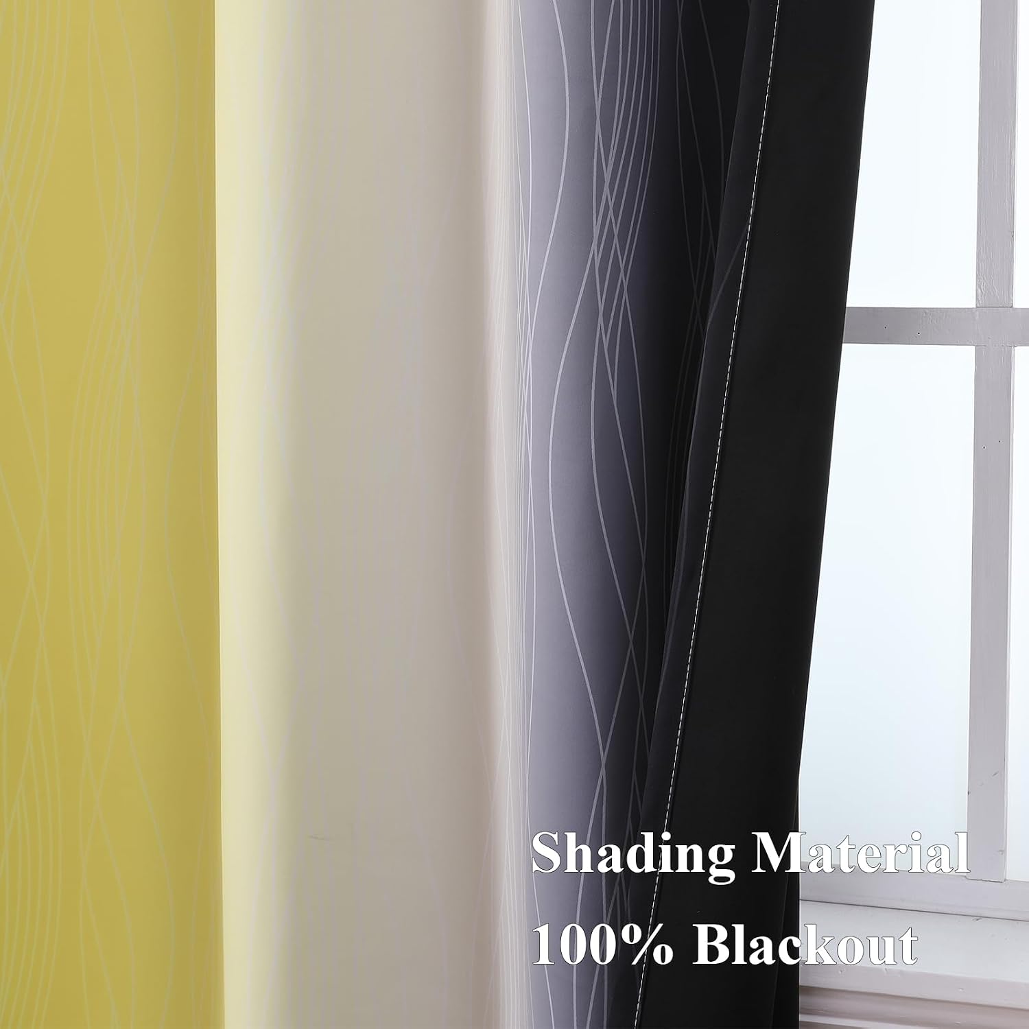 Estelartextiler Estelar Textiler Black and Yellow Blackout Curtains for Living Room, Full Room Darkening Ombre Curtains for Bedroom, Therma…