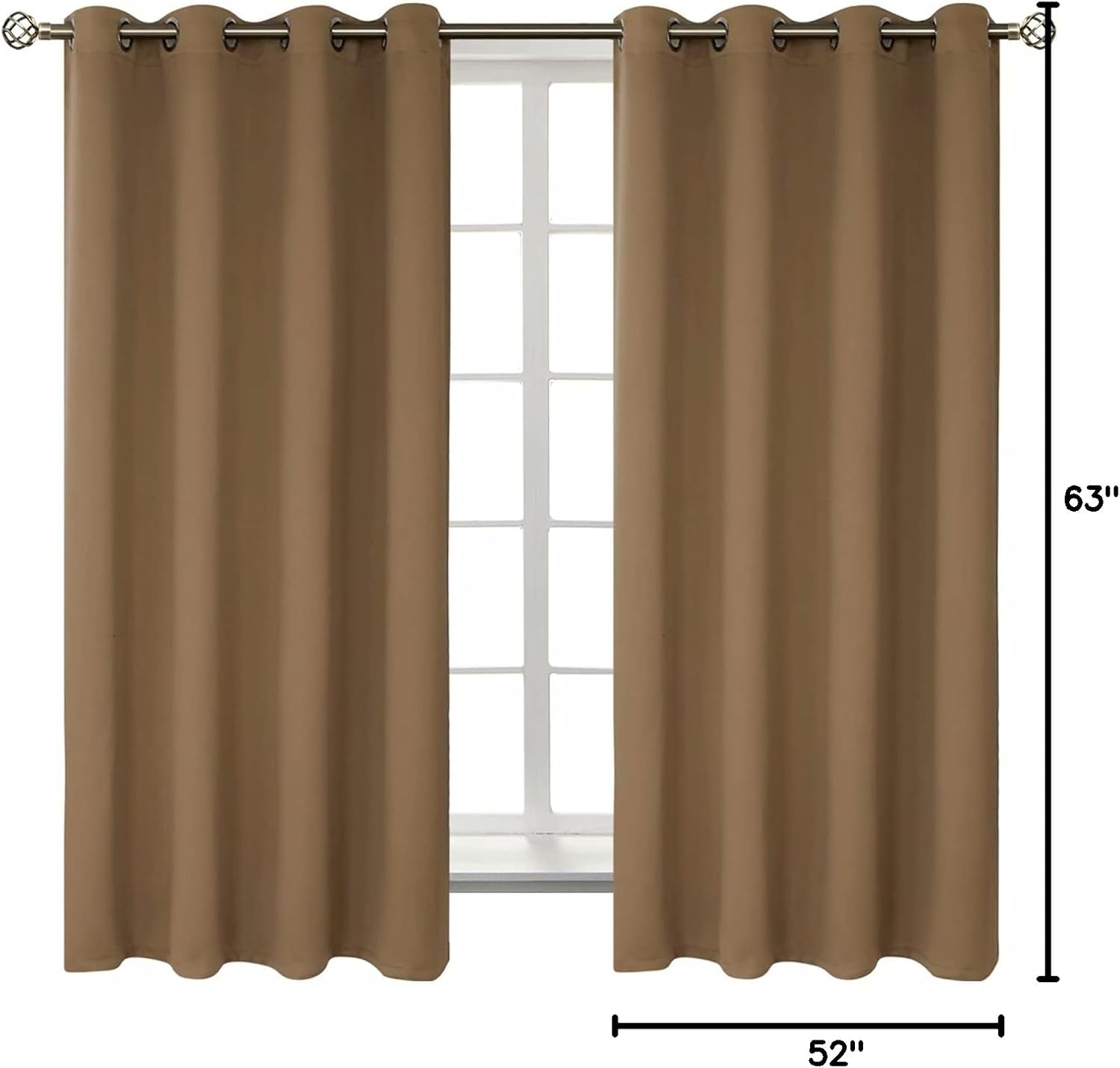 BGment Blackout Curtains for Living Room - Grommet Thermal Insulated Room Darkening Curtains for Bedroom, 2 Panels of 52 x 63 Inch, Taupe 6…