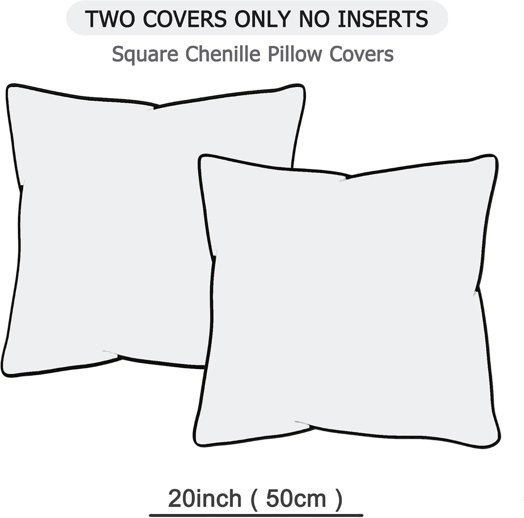 Gawamay Set of 2 Soft Textured Chenille Throw Pillow Covers 20x20 Inch (50x50 CM), Decorative Pillowcases Cushion Covers for Farmhouse Home…