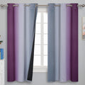 Estelartextiler Ombre Purple and Gray Blackout Curtains 63 Inch Length 2 panels, Full Room Darkening Grommet Thermal Insulated Gradient Dra…