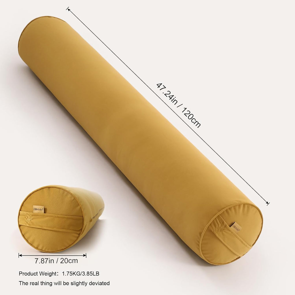 Body Pillow for Adults, Long Round Pillow, Big Cylindrical Pillow, Large Full Bolster Pillows for Side Sleepers (Honey Yellow, 47.24"*7.87")