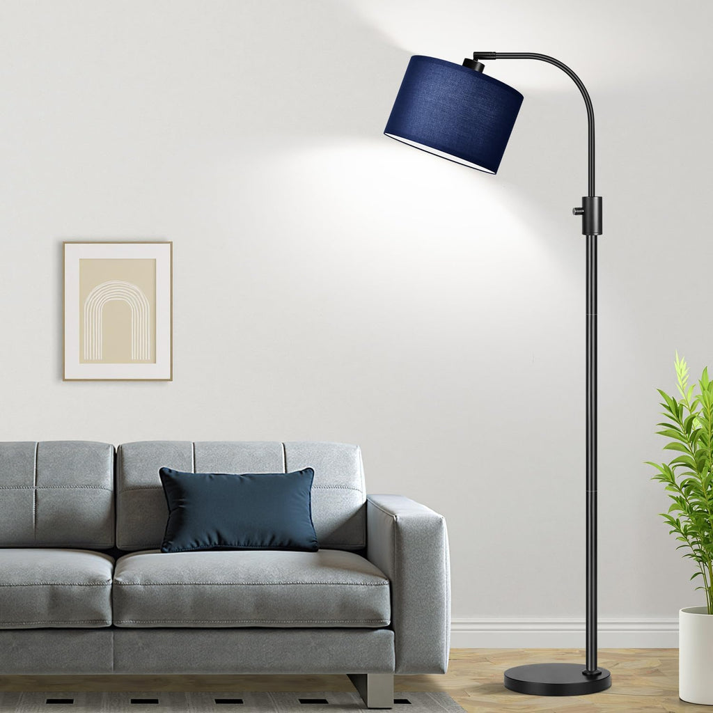 Nintiue Upgraded Modern Arc Dimmable Tall Standing Floor Lamp with Blue Shade, 1200 Lumens LED Bulb Included, for Living & Reading Room…