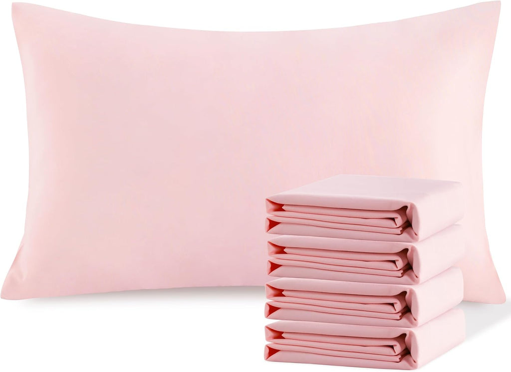 Ntbay Queen Pillowcase Set - 4 Pack Brushed Microfiber 20x30 Pillowcases - Soft, Wrinkle-Free, Fade-Resistant, Stain-Resistant, Blush Pink…