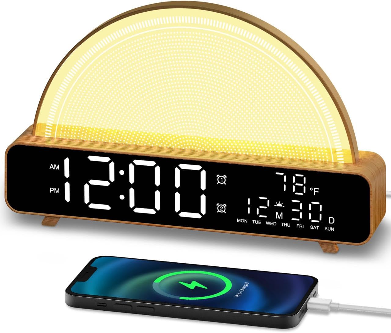 HAODINGMAI Sunrise Alarm Clock Wake Up Light with Sunrise Simulation White Noise Machine Touch Control Bedside Lamps Colors Atmosphere…