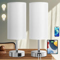 Yarra-Decor Bedside Lamps with USB Port - Touch Control Table Lamp for Bedroom 3 Way Dimmable Nightstand Lamp Set of 2 with Round White…