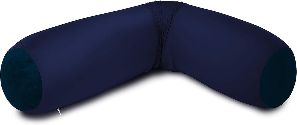 Deluxe Comfort Microbead Body Pillow (47" x 7") - Mooshi Squishy Soft - Prenatal Pregnancy Pillow, Dark Blue