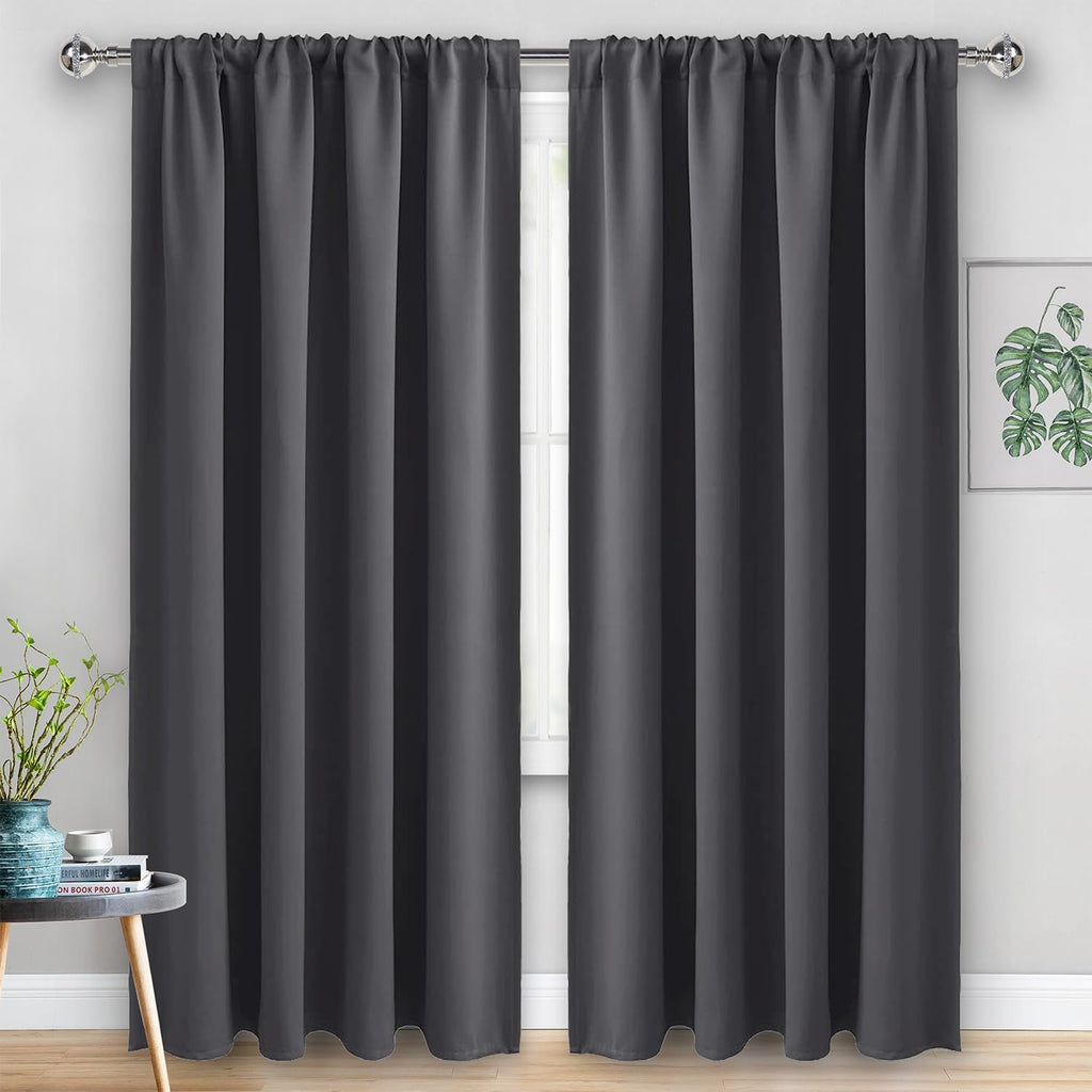 Jiuzhen Blackout Curtains for Bedroom - 60 Inch Extra Wide Thermal Insulated Room Darkening Privacy Soundproof Curtains for Living Room, Se…
