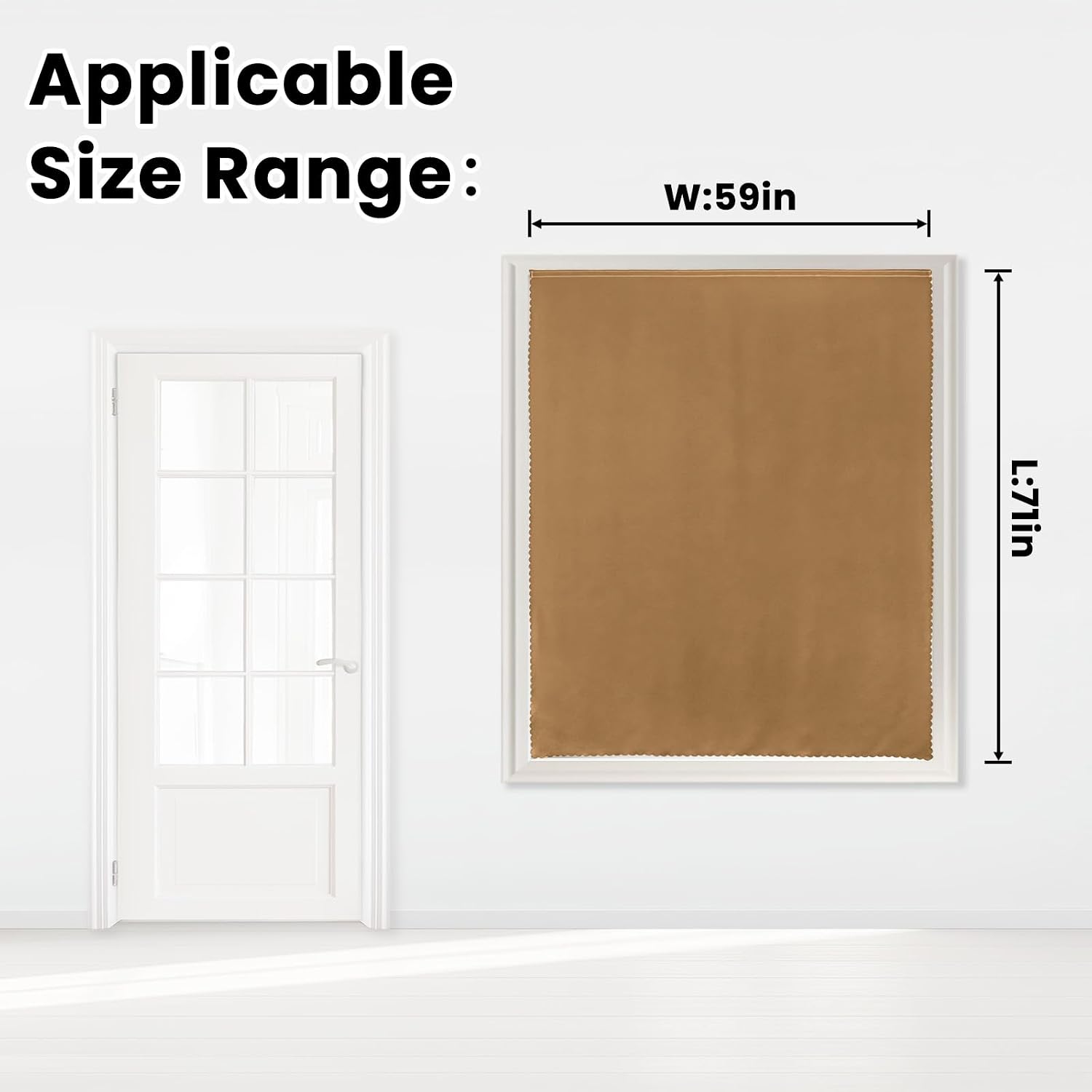 Self Adhesive Curtains, Stick Curtain Blackout Shades Window Cover Curtains for Living Room No Drilling, 59" W X 71" L, Brown, 1 Panel
