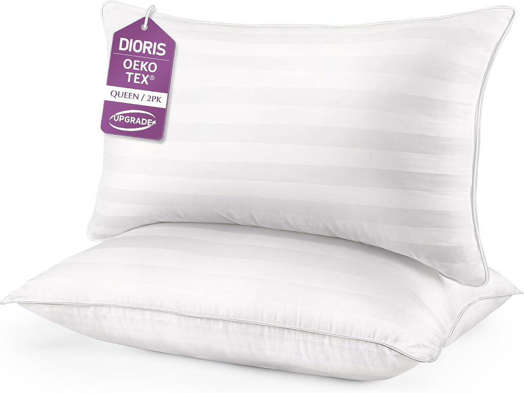 DIORIS King Pillows Set of 2 - Bed Pillows for Sleeping, Cooling Down Alternative Pillow, Medium Firm for Side Back Stomach Sleepers…