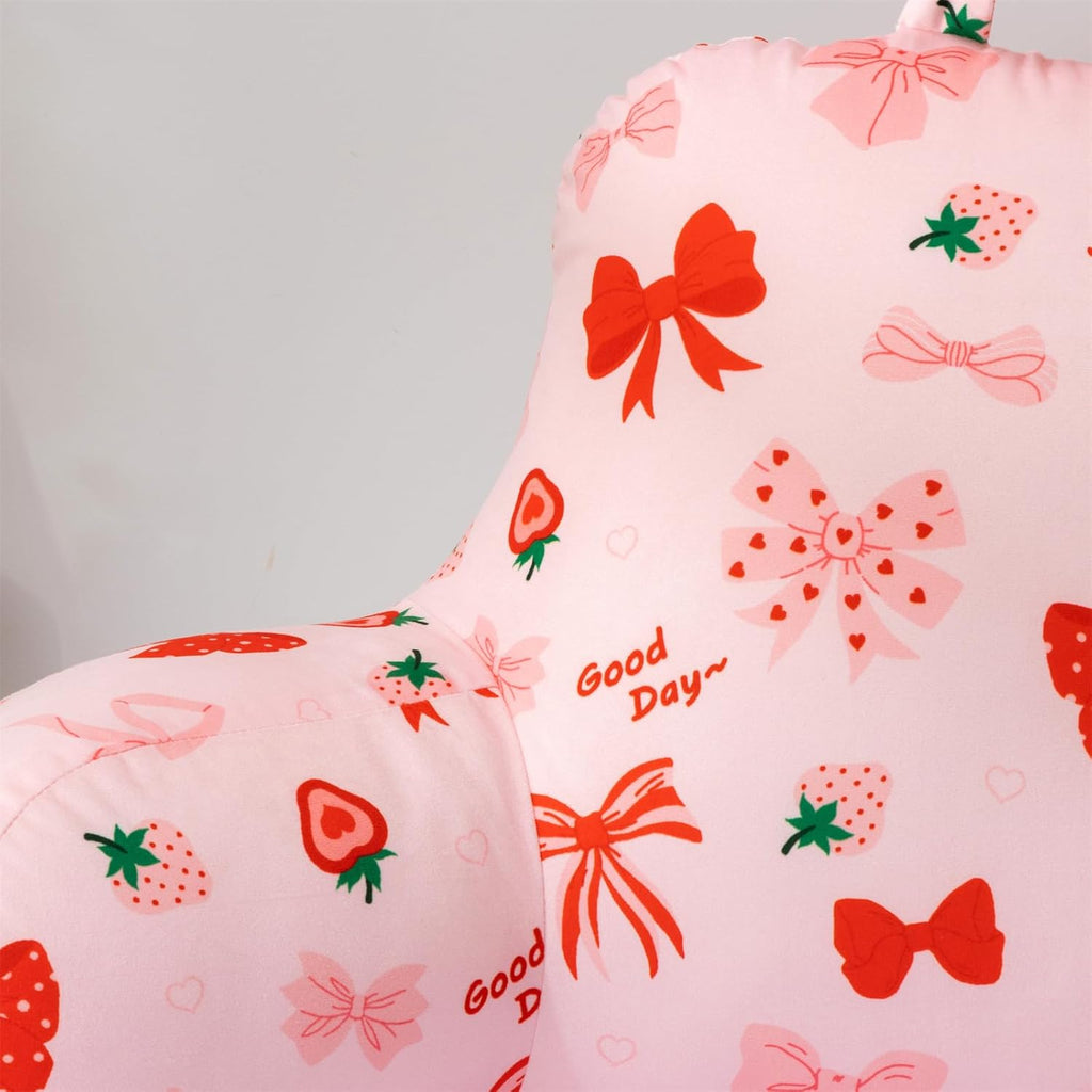 Aimuan Reading Pillow Bed Rest Wedge Backrest Pillow Red Bow Cute Ribbon Bowknot Printed Collections with Arms Sitting in Bed Blush