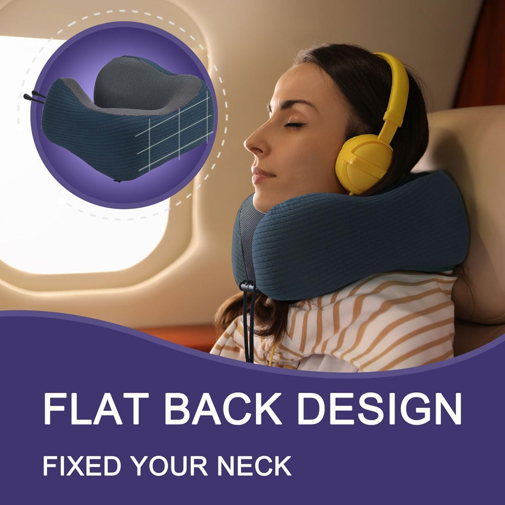 napfun Neck Pillow for Travel with Travel Pouch, Sleep Mask & Earplugs, Memory Foam Airplane Pillow for Headrest Sleep with Eyeshades…