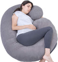 1 MIDDLE ONE Pregnancy Pillow, C Shaped Full Body Pillow for Maternity Support and Pregnant Women Sleeping with Velvet Cover (Dark Grey)