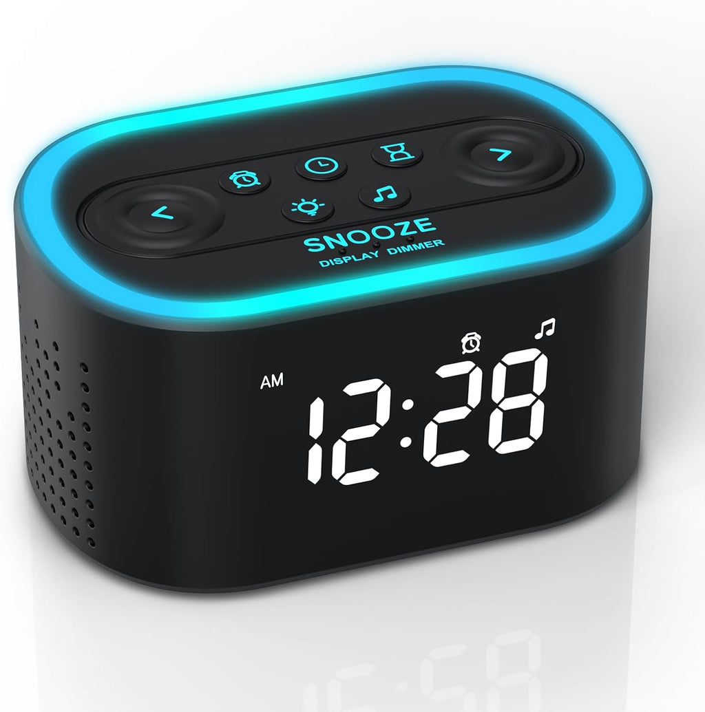 Reacher Digital Alarm Clock & White Noise Sound Machine, 21 Soothing Sounds, 7 Wake Up Sounds, 8 Night Lights, 32-Level Volume, 9 Sleep…