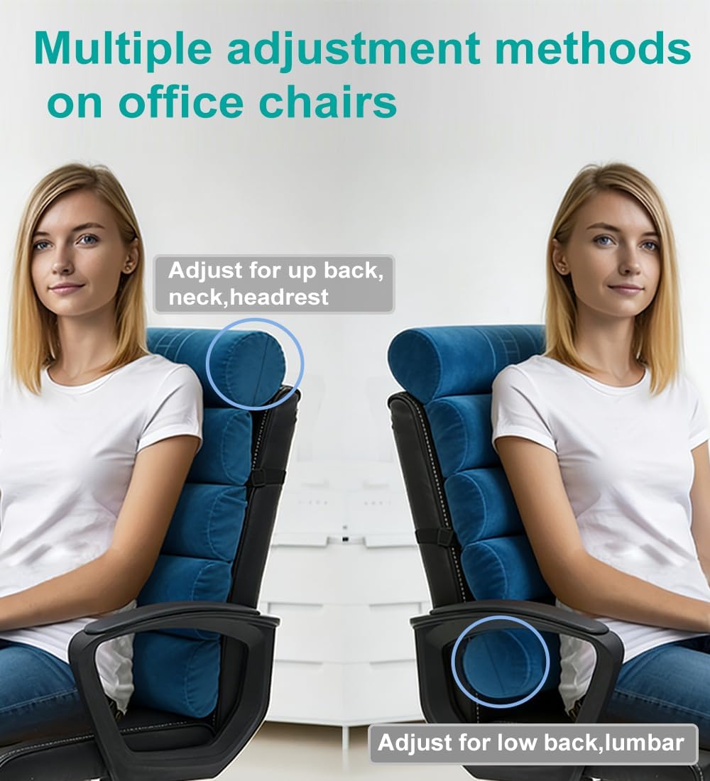 Givanlee Ergonomic Lumbar Support Pillow for High Back Office Chair - Adjustable 6 Semicircular Back Cushion, Backrest for Desk/Gaming Chair…