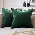 Miulee Army Green Velvet Throw Pillow Covers 18x18 Soft Decorative Solid Square Cushion Cases Pack of 2 Modern Luxury Home Decor for Couch,…