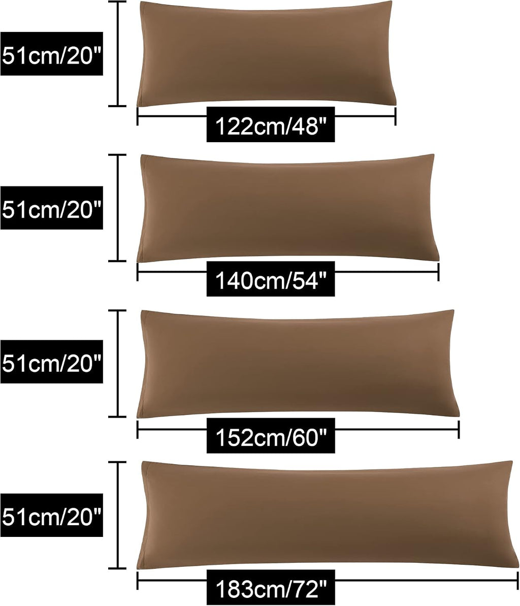 uxcell Soft Microfiber Body Pillow Cover with Zipper Closure, Long Pillow Cases for Body Pillows Weave for 90 GSM Polyester, Brown Body (20…
