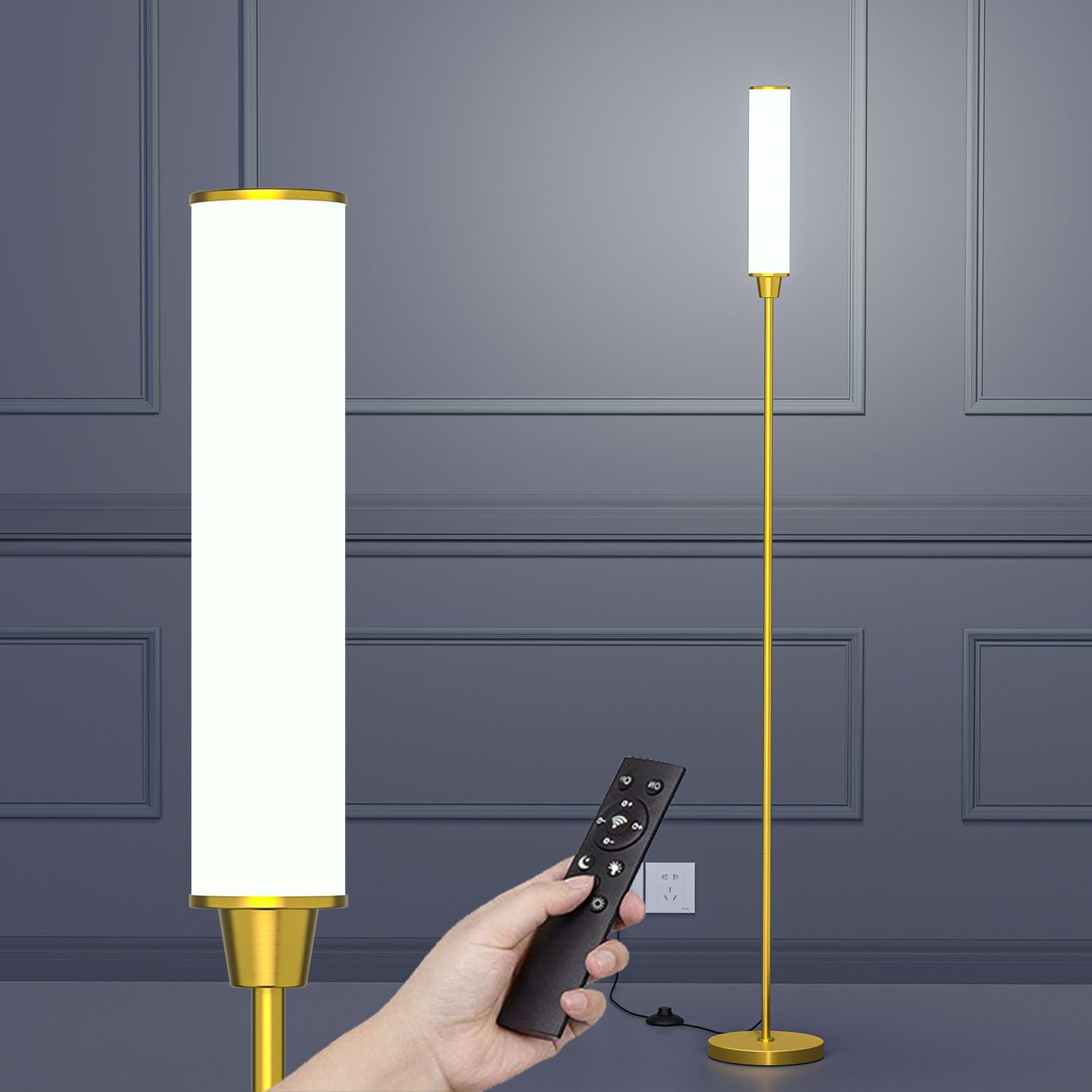 Nukanu Floor Lamp with Remote Control, Bright Floor Lamps for Living Room/Bedroom/Office, Stepless Adjustable 3000K-6000K Colors and…
