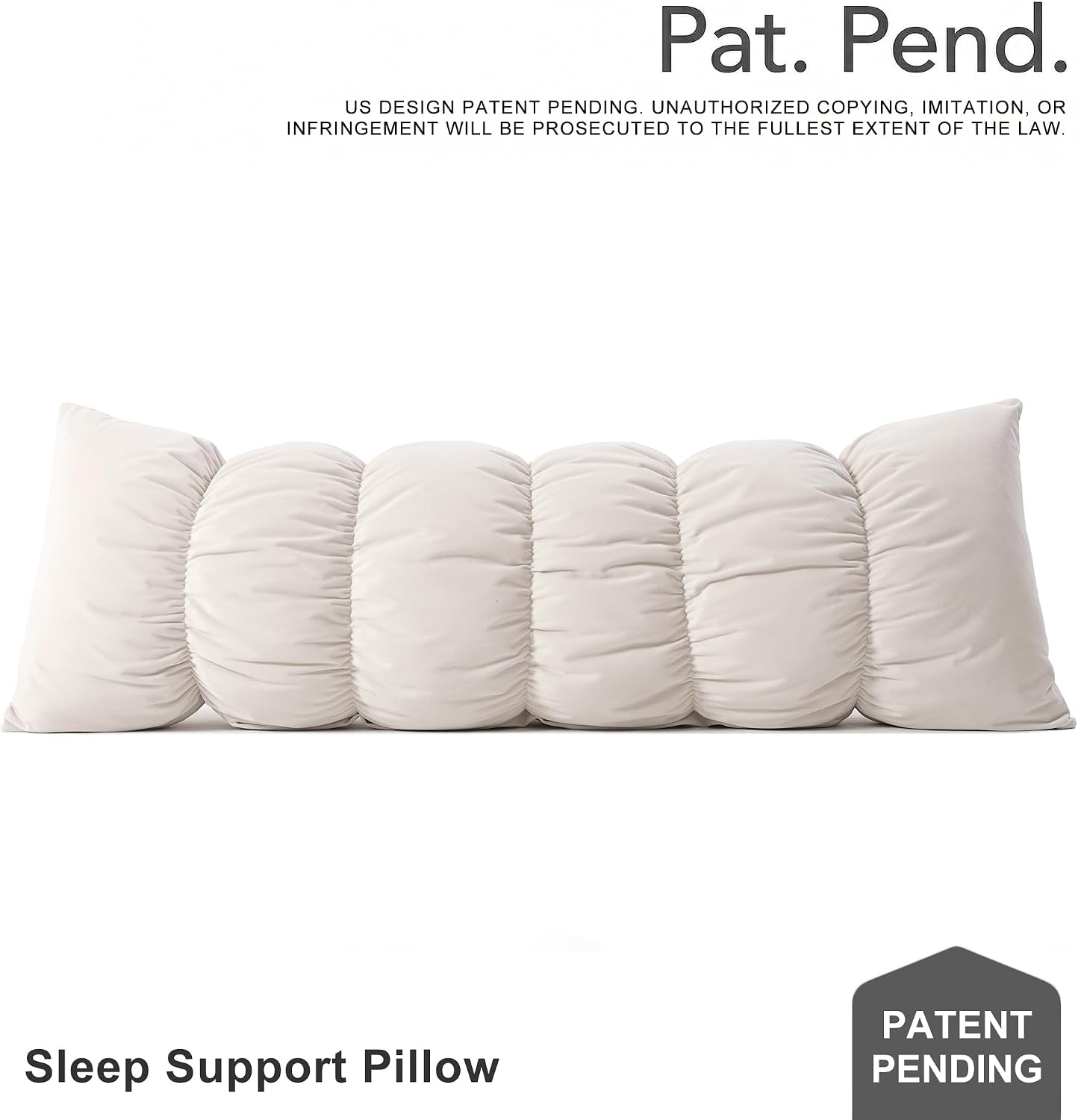 Ailuteie Pat. Pend.Long Bed Pillow for Adults and Side Sleepers with Segmented Design, Soft Velvet Body Pillow with Removable Washable Pill…