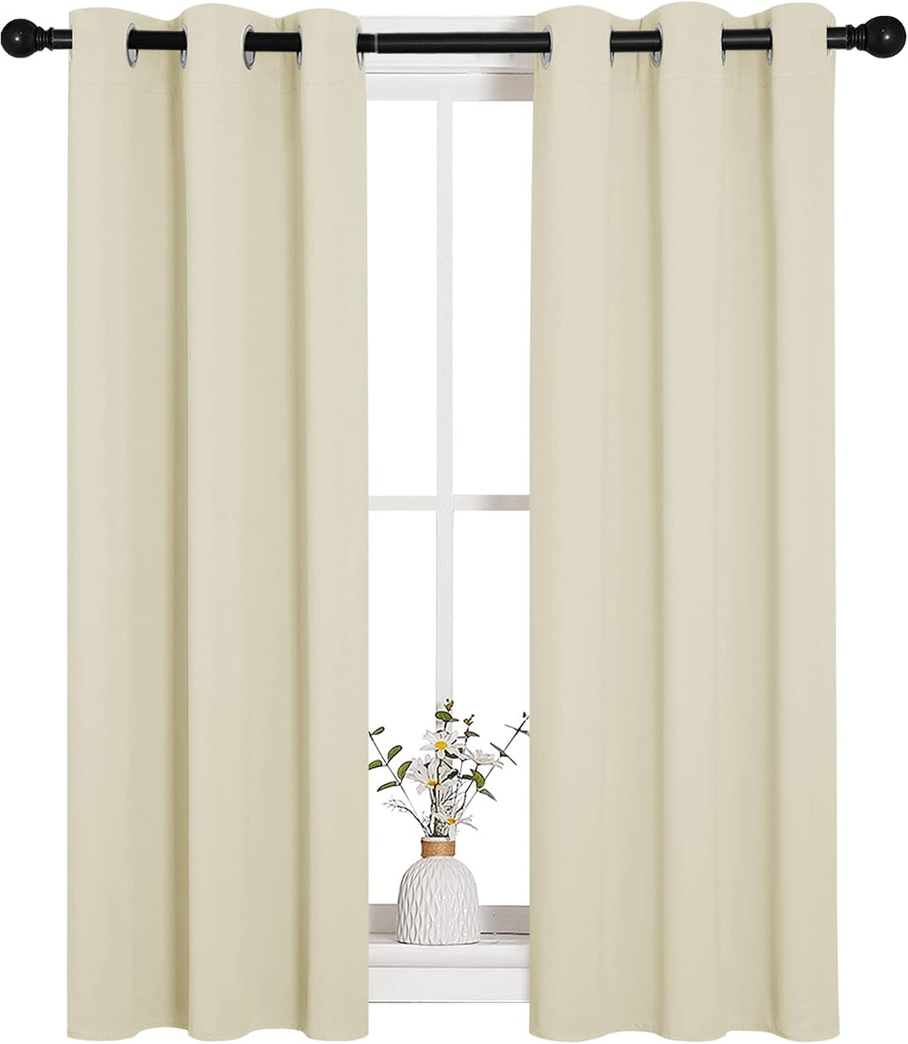 NICETOWN Room Darkening Short Curtain Panels for Small Window, Beige, 2 Panels, W29 x L40 -Inch, Thermal Insulated Grommet Room Darkening…