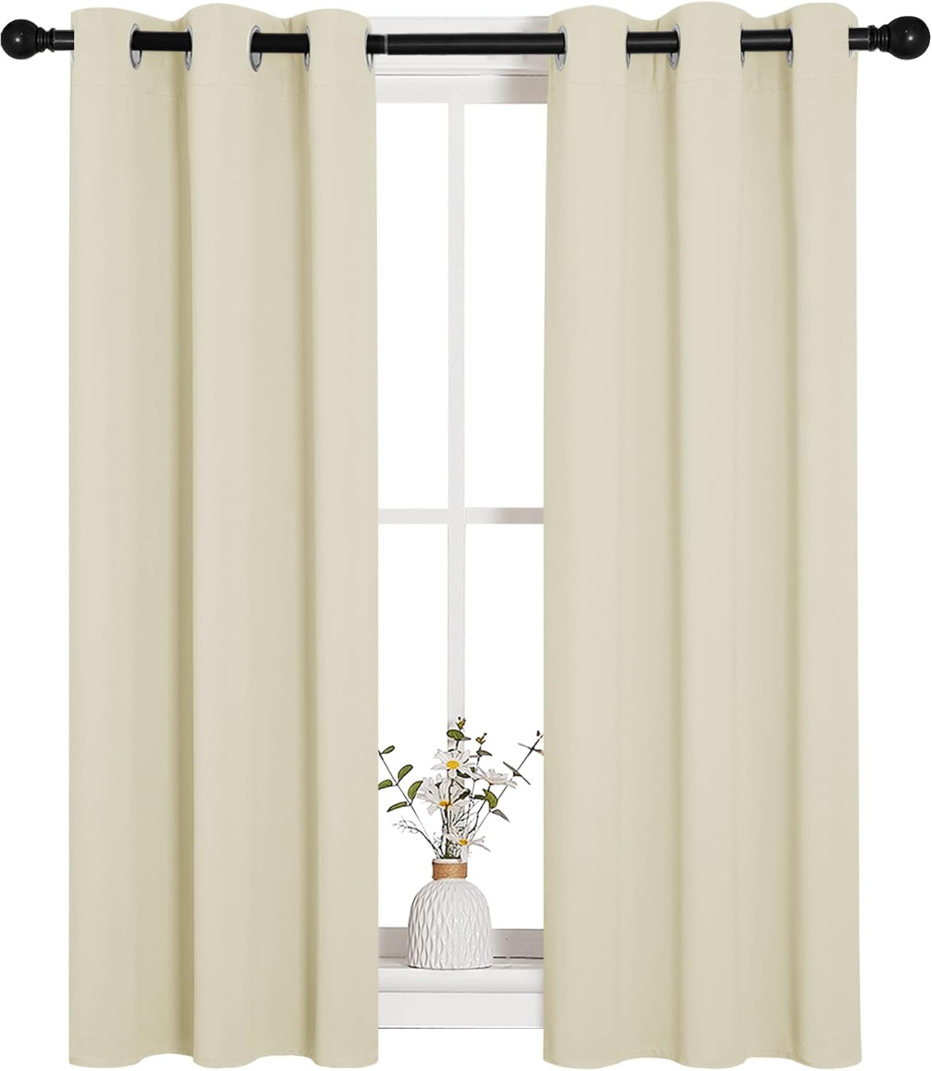 NICETOWN Room Darkening Curtain Panels for Living Room, Thermal Insulated Grommet Room Darkening Draperies/Drapes for Window (Beige, 2…
