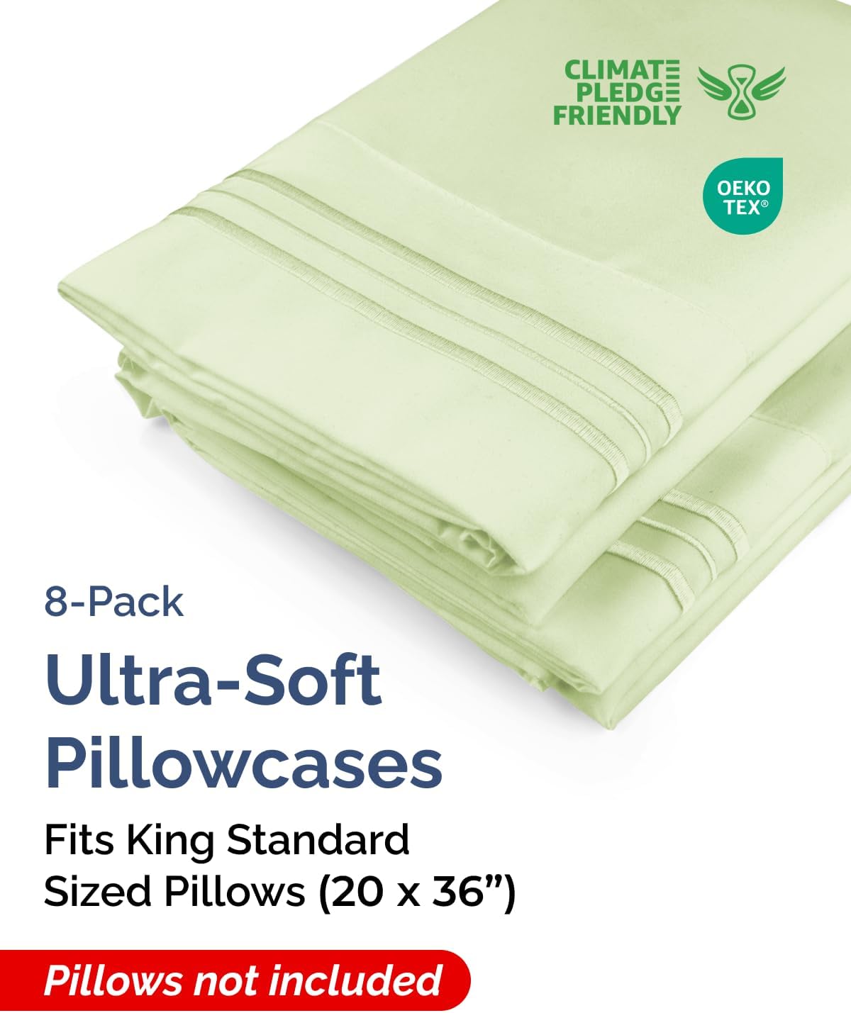 King Standard Pillow Cases Set of 8 - Ultra Soft Hotel Quality Pillowcase Covers - Comfy & Wrinkle Free - Shrink & Fade Resistant…
