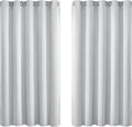 Yakamok Greyish White Curtains for Bedroom, Grommet Thermal Insulated Room Darkening Curtains for Living Room, 62W x 63L, 2 Panels