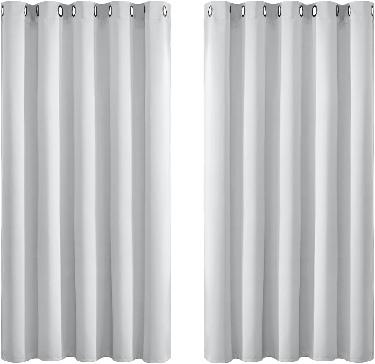 Yakamok Greyish White Curtains for Bedroom, Grommet Thermal Insulated Room Darkening Curtains for Living Room, 62W x 63L, 2 Panels