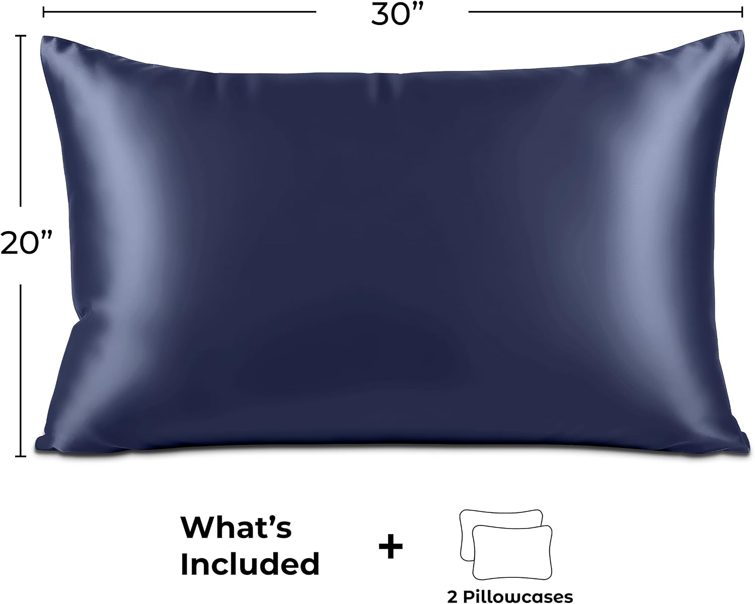 PureBedding Pure Bedding Satin Pillowcase 2 Pack - Queen Size (20"x30", Midnight Blue) - Silky Pillow Cases for Hair and Skin - Satin Pillo…