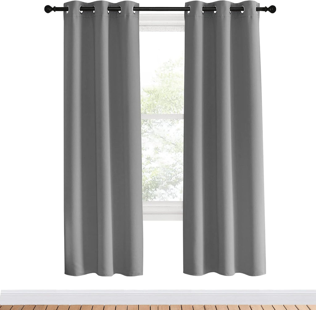 NICETOWN Blackout Window Curtains & Drapes 70" Long, 2 Panels, 34 inch, Silver Grey, Grommet Top Room Darkening Thermal Insulated for…