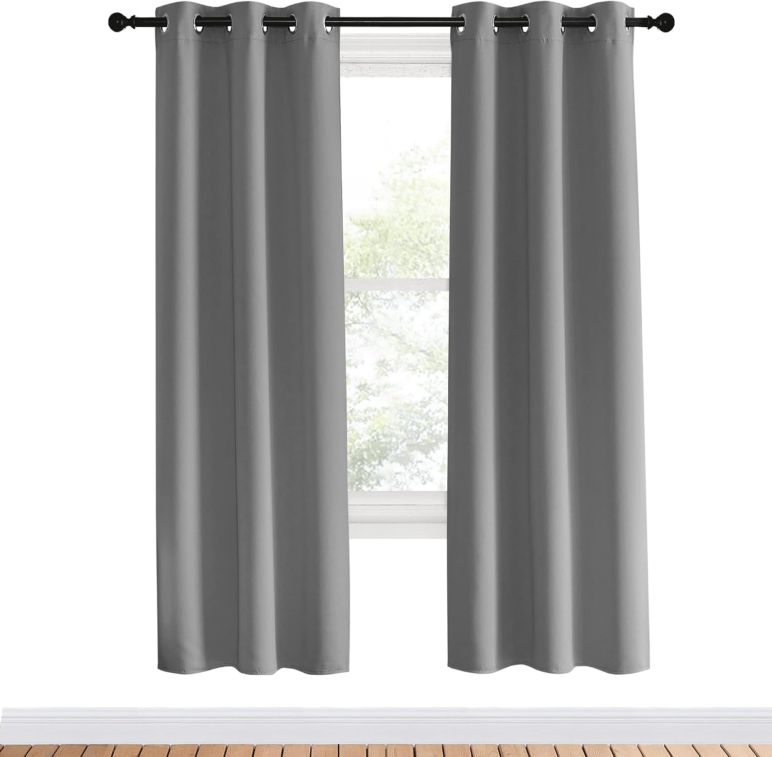 NICETOWN Blackout Window Curtains & Drapes 70" Long, 2 Panels, 34 inch, Silver Grey, Grommet Top Room Darkening Thermal Insulated for…