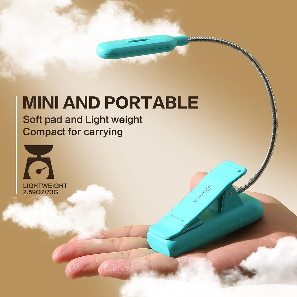 Vavofo Clip On Book Light for Bed Kids, 7 LED Reading Light with 9-Level Warm Cool White Daylight, Eye comfort Lamp with Power Indicator…