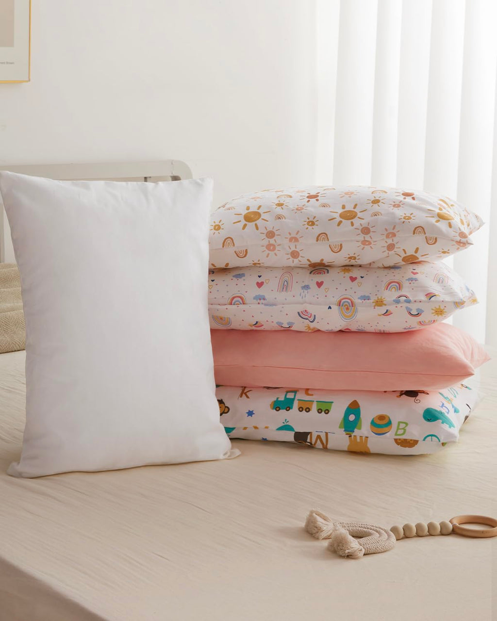 Babebay Toddler Pillow,13X18 Soft Toddler Pillows for Sleeping, Machine Washable Kids Pillow with Cotton Pillowcase, Perfect for Travel (Wh…