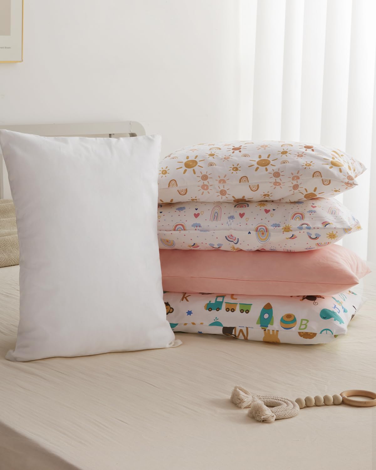 Babebay Toddler Pillow,13X18 Soft Toddler Pillows for Sleeping, Machine Washable Kids Pillow with Cotton Pillowcase, Perfect for Travel (Wh…