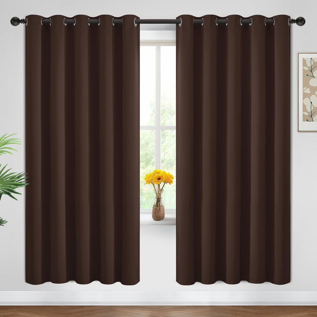 Yakamok Blackout Curtains Room Darkening Thermal Insulated Window Panels, Solid Grommet Top Drapes for Bedroom/Living Room(62Wx72L…