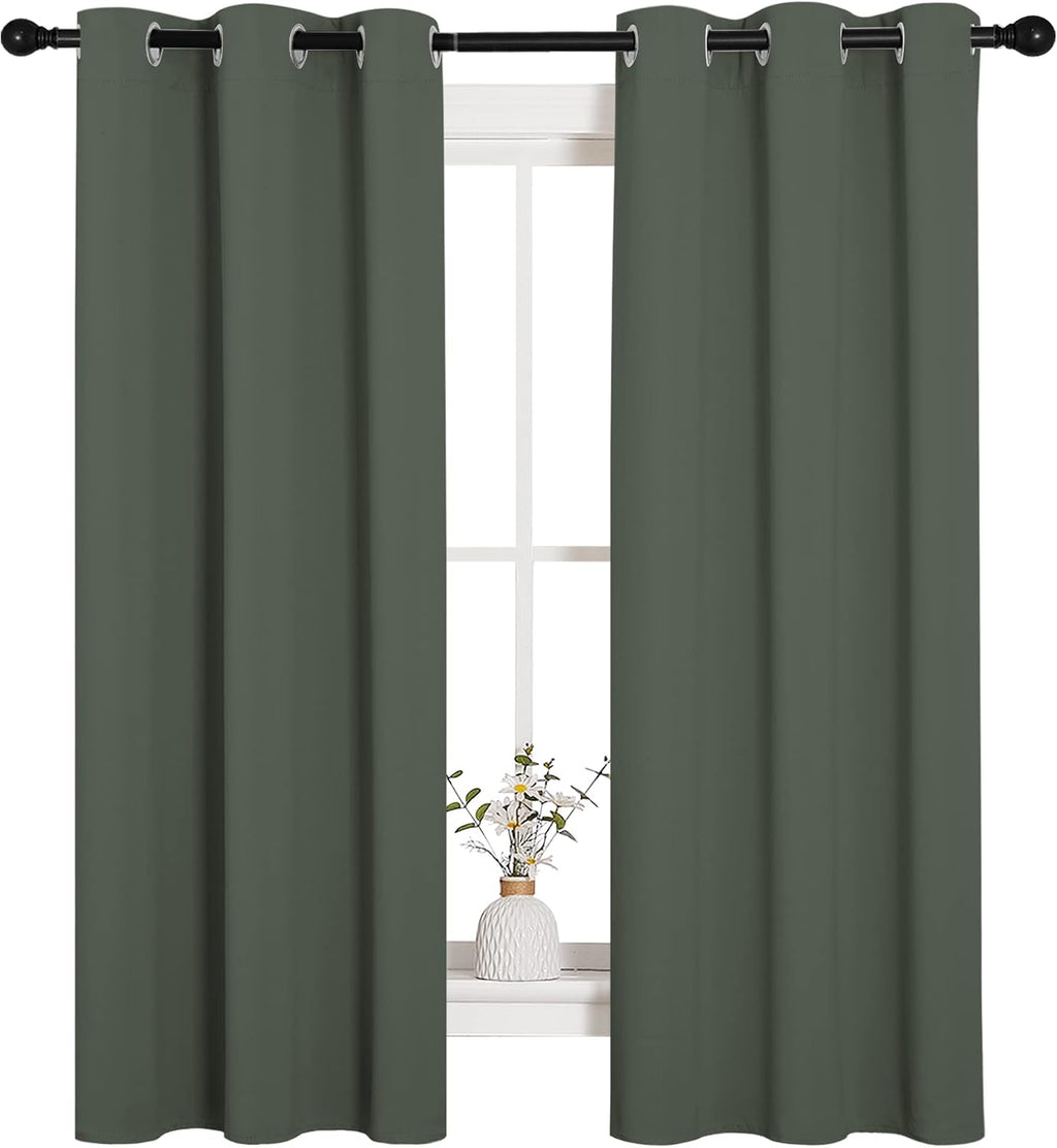 NICETOWN Thermal Insulated Curtains Blackout Draperies, Window Treatment Solid Grommet Room Darkening Drape Panels for Bedroom (Dark…