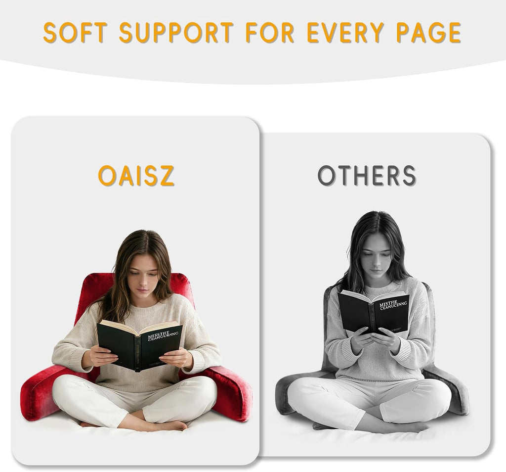 OAISZ Reading Pillow for Sitting in Bed Adult, Reading Pillow with Shredded Memory Foam, Bed Pillow with Washable Cover, Back Pillow…