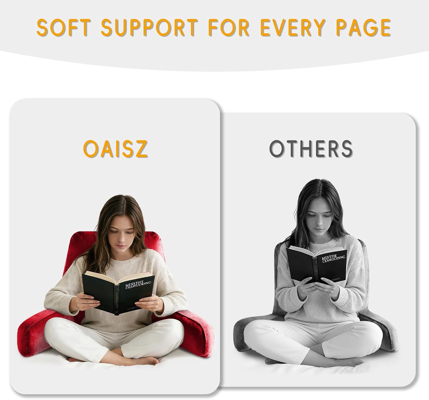 OAISZ Reading Pillow for Sitting in Bed Adult, Reading Pillow with Shredded Memory Foam, Bed Pillow with Washable Cover, Back Pillow…