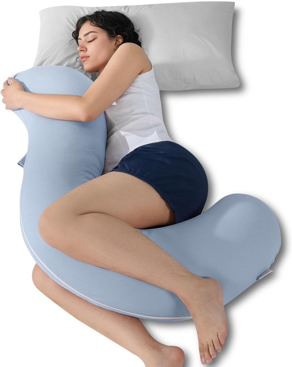 Queenrose QUEEN ROSE Cooling Body Pillow, Full Body Support Pillow for Side Sleepers, Soft S Shaped Hug Pillow for Adults, with Removable P…