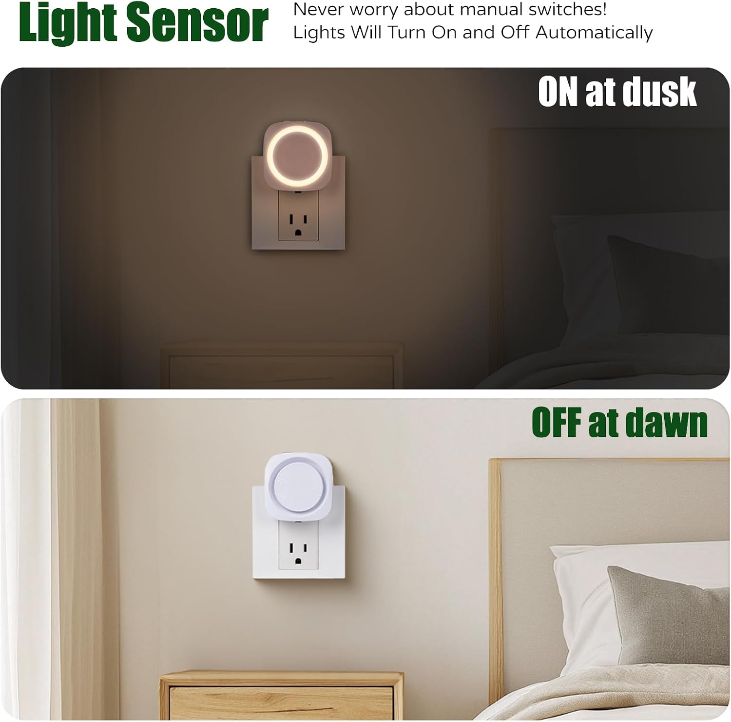 adornyourlifewithelegance Warm White Night Lights Plug in to Wall,4 Packs Dimmable Night Light with Auto Dusk to Dawn Sensor, Soft Glow Nigh…