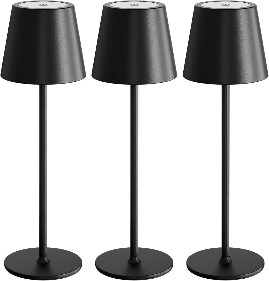 uuffoo 3 Pack Cordless Table Lamp Rechargeable 5000mAH Battery Operated Lights Touch Control LED Portable Desk Lamps 3 Color Dimming for…