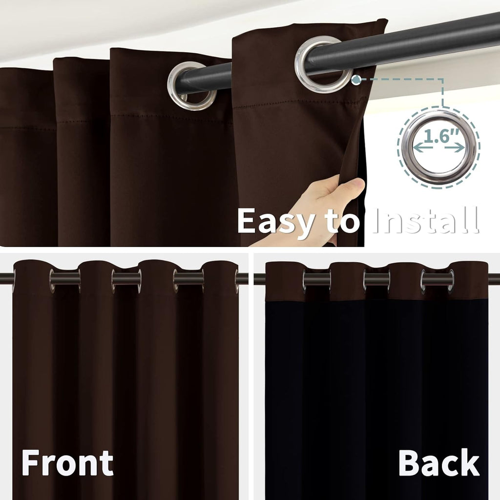 BGment Thermal Insulated 100% Blackout Curtains for Bedroom with Black Liner, Double Layer Full Room Darkening Noise Reducing Grommet Curta…