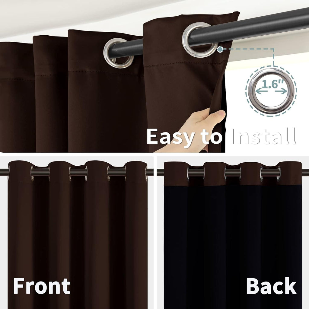 BGment Thermal Insulated 100% Blackout Curtains for Bedroom with Black Liner, Double Layer Full Room Darkening Noise Reducing Grommet Curta…