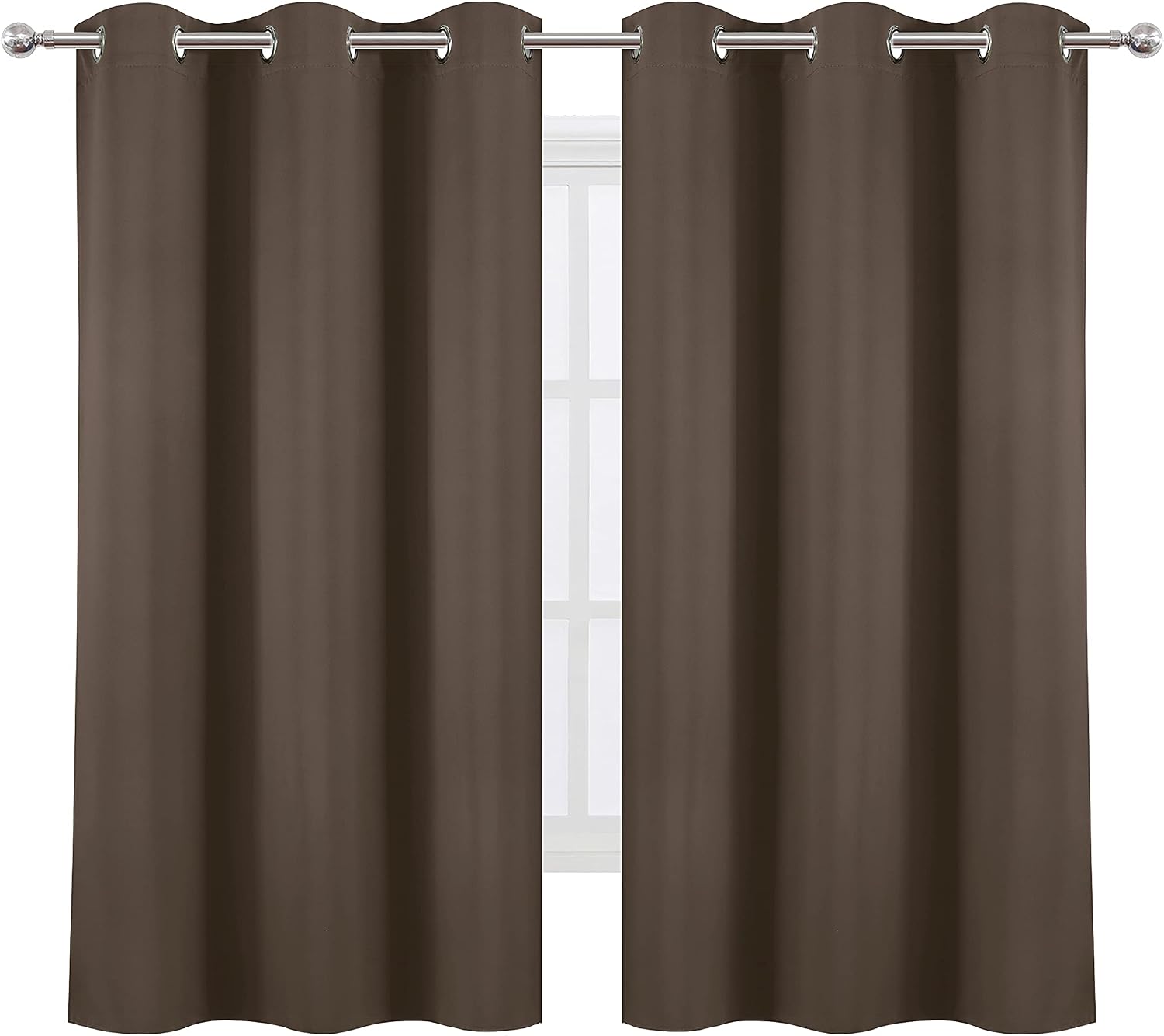 Lemomo Chocolate Brown Blackout Curtains 42 x 63 Inch Length/Set of 2 Curtain Panels/Thermal Insulated Room Darkening Blackout Curtains for…